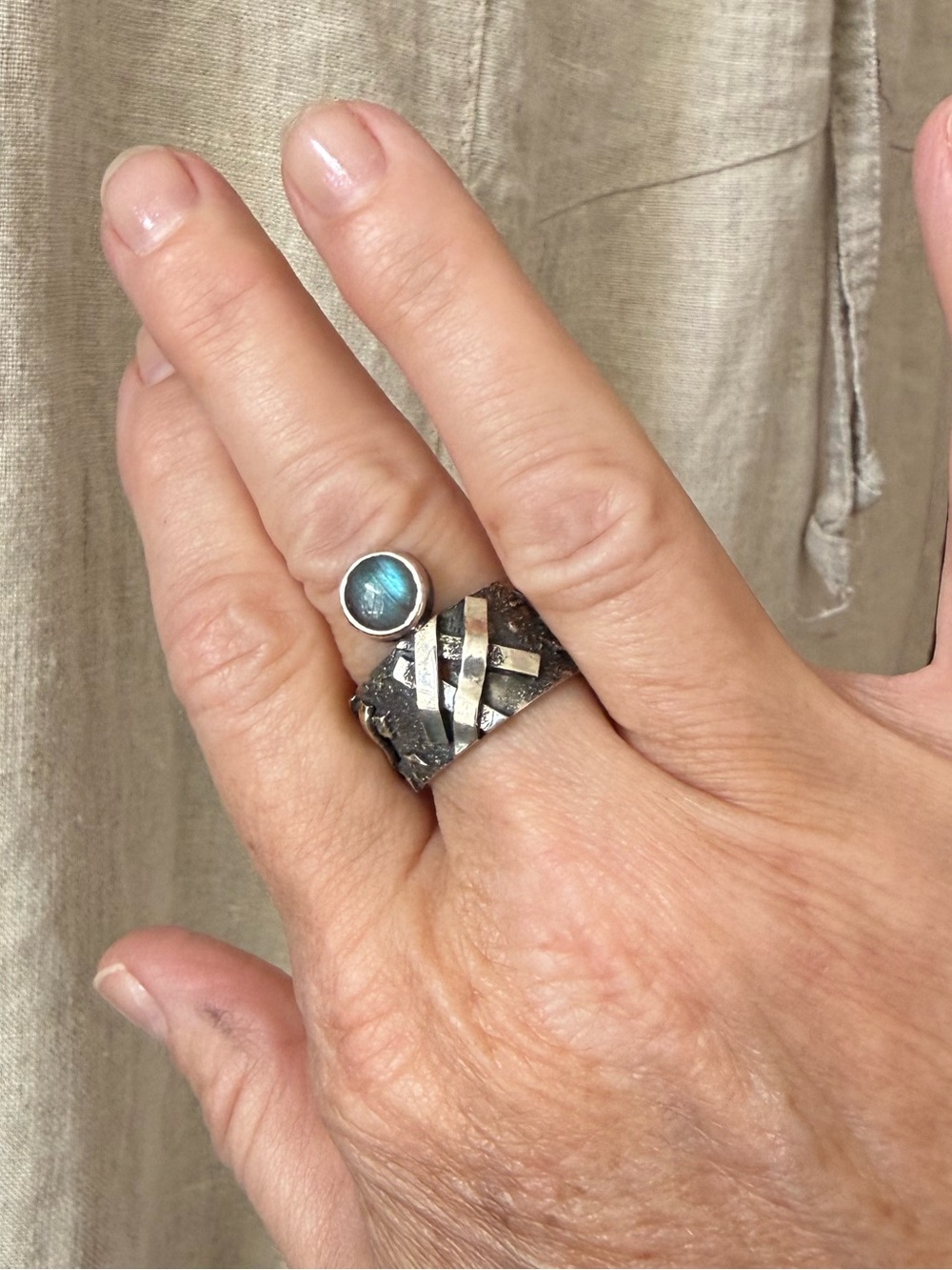Labradorite and Silver Ring, Size US 8.25